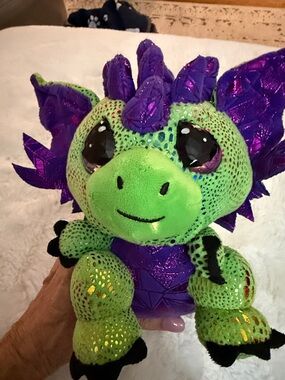 Green & Purple Dragon Plush Stuffed Animal - Soft Cuddly Fantasy Toy